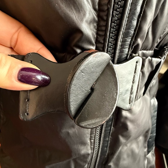 Mackage Ace Black Mid-Length Puffer Coat | Wool Trim | Belted | Size L - Picture 10 of 10